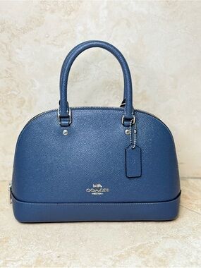 Coach Mini Sierra Satchel Deep Blue Crossgrain Leather Crossbody